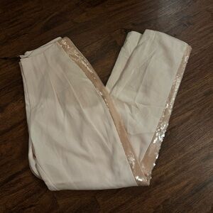 Cinq A Sept Ruthy Side Sequin Stripe Blush Pink Pleated Front Pants